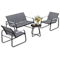 Gartenmöbel Set Sitzgruppe für 4 Personen Atmungsaktiv Gartenlounge mit 2er Sofa 2 Sessel Seilflecht Rund Tisch Fußpads