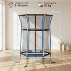 Kids Trampoline Mini Bouncer with Enclosure Safety Net For Ages 3-10 Years - Blue