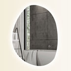70 x 50 cm Asymmetrischer Badspiegel mit LED-Licht, Smart Touch Schalter, Anti-Beschlag-Funktion, Silber