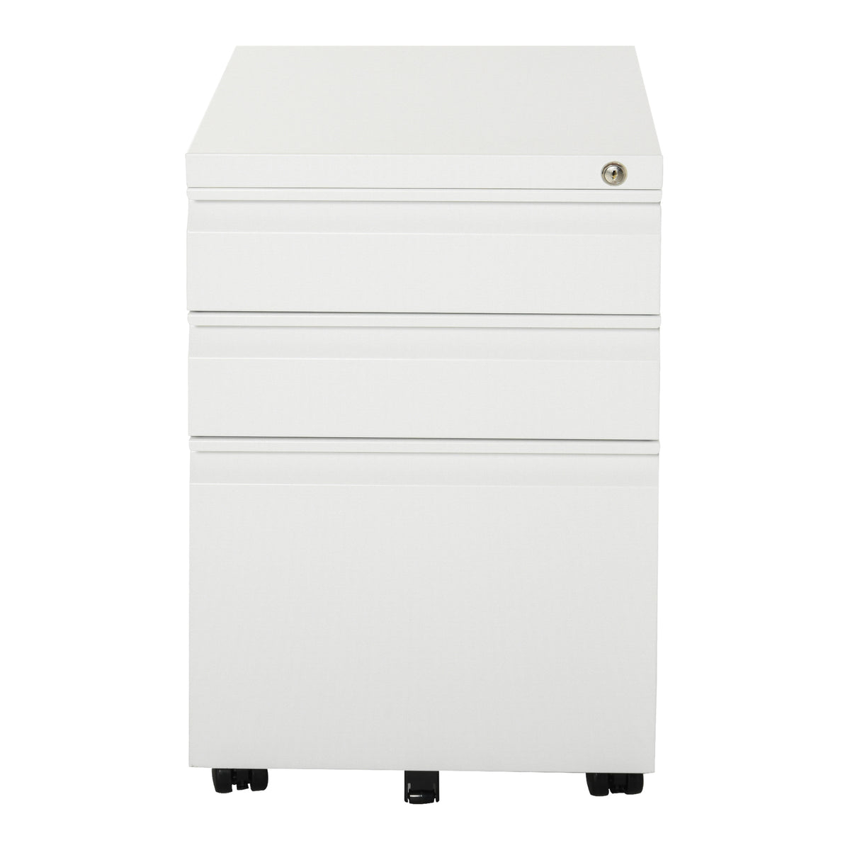 3 Drawer Filling Cabinet, Mobile Metal File Cabinet with Anti-tilt Design for Letter, A4, Legal Size, White