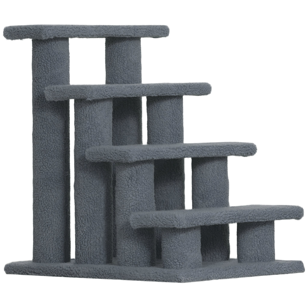 Dog Steps for Bed 4 Step Pet Stairs for Sofa Dog Cat Climb Ladder 63x43x60 cm Grey