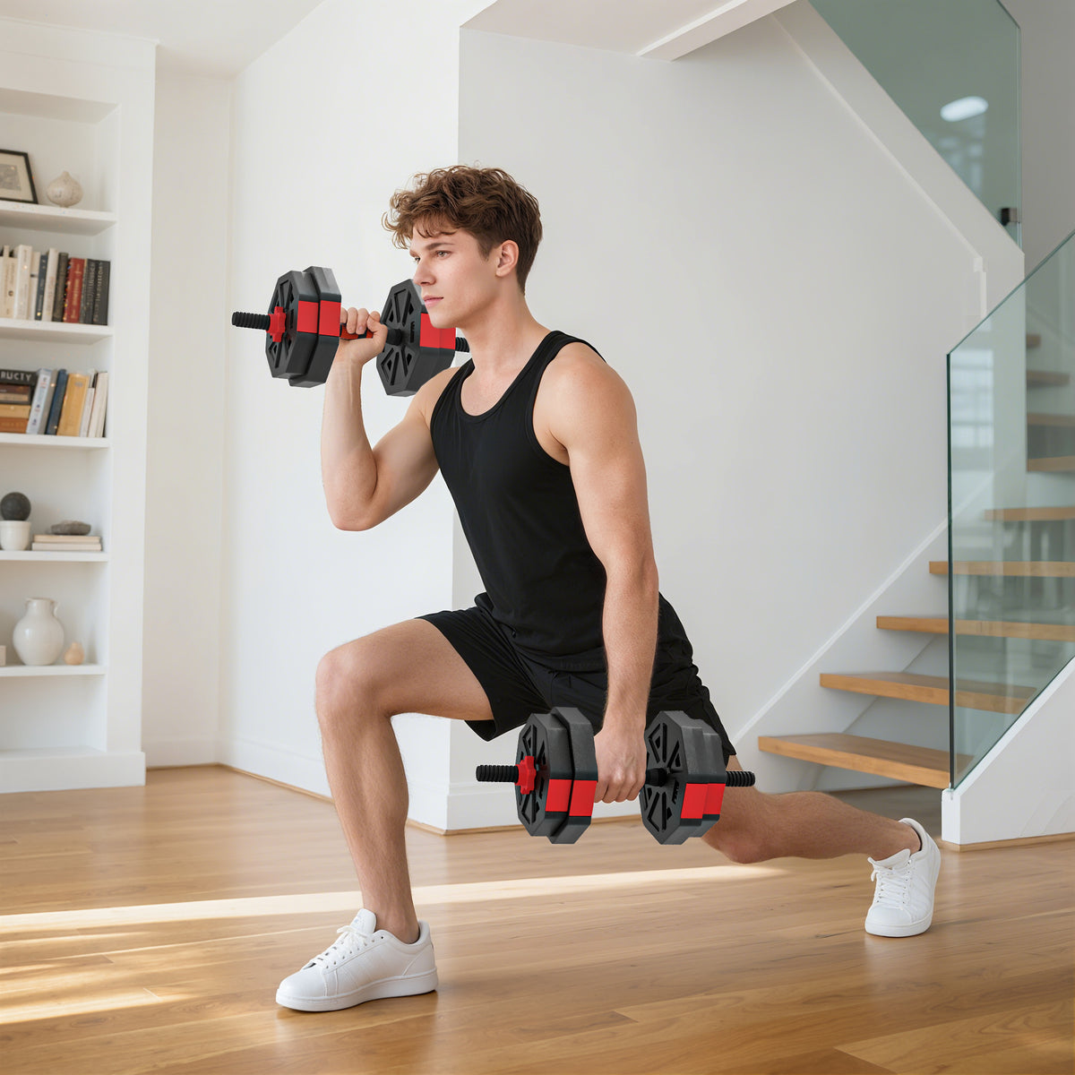 6-in-1 Hantelset Kurzhantel Set Kurzhanteln Langhanteln verstellbar 15 KG für Krafttraining Zuhause