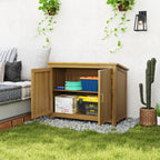 Gartenschrank, Holzkommode mit 2 Regalen für Garten, Terrasse, Wetterfest, 110 x 50 x 85 cm, Braun