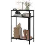 Konsolentisch 3-stufige Ablagen Schmaler Eingangsbereichstisch Stahlrahmen für Wohnzimmer Flur 55 cm Schwarz