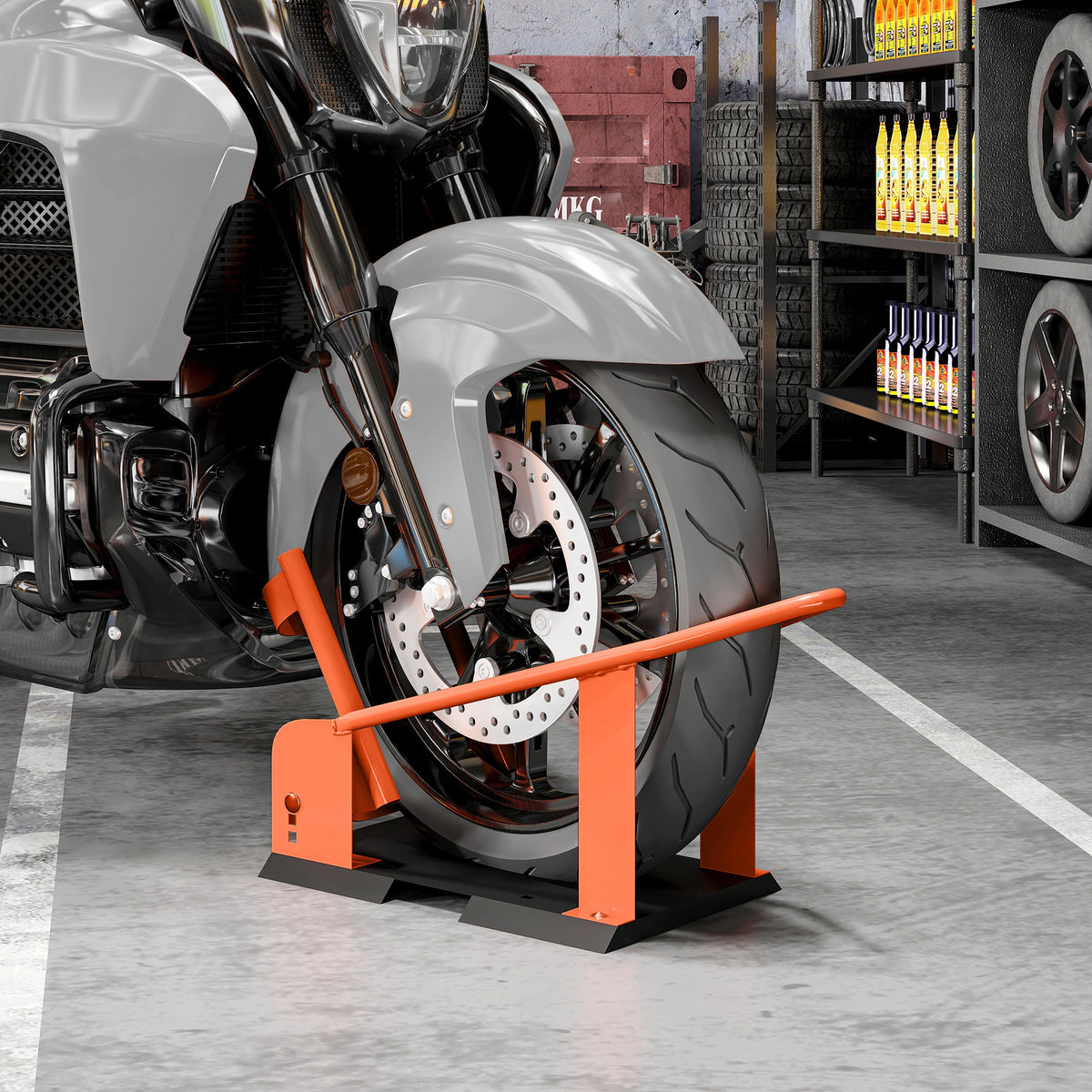 Motorradständer für 15-21", 381-533,4 mm Vorderrad, einstellbare Motorradwippe 816,5 kg Tragkraft Orange