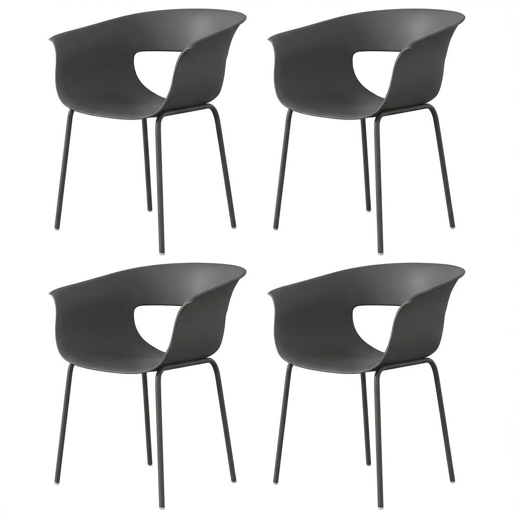 Gartenstühle 4er Set ergonomisch Balkonstühle mit Ausschnittdesign Armlehne Wetterfest rostbeständig Dunkelgrau