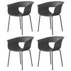 Gartenstühle 4er Set ergonomisch Balkonstühle mit Ausschnittdesign Armlehne Wetterfest rostbeständig Dunkelgrau