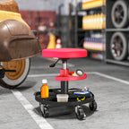Werkstatthocker mit Rollen Tabletts höhenverstellbar 40-51cm Rollhocker bis 135 kg belastbar Rot
