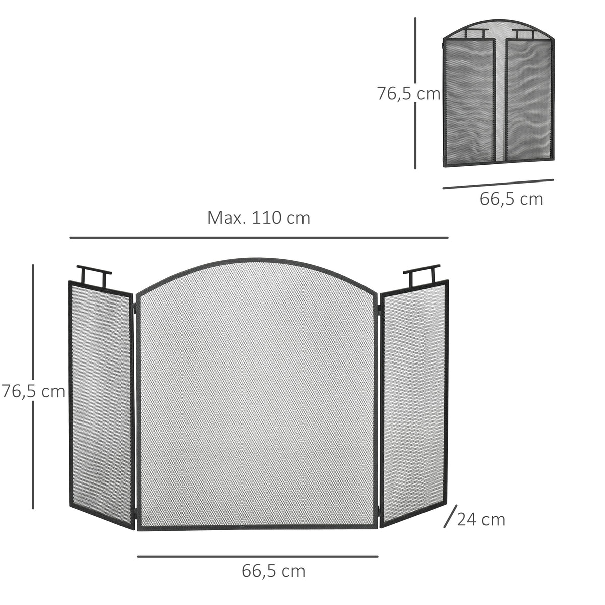 Funkenschutzgitter Faltbare Kaminschutzgitter Kamin Funkenschutz Feuerschirm Kaminfunkenschutz Ofenschutzgitter Metall 110 x 24 x 76,5 cm Schwarz