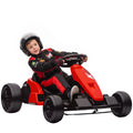 24V Elektrisches Go-Kart, Drift-Modus, verstellbarer Sitz, 5-Punkt-Sicherheitsgurt, Musikfunktion, 6-12 Jahre Rot
