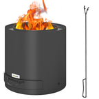 Metal Wood-burning Fire Pit with Fire Poker - Black