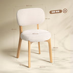 Esszimmerstühle 2er-Set, Küchenstuhl mit breitem Sitz, geschwungener Rückenlehne, für Wohnzimmer, Esszimmer, Creme
