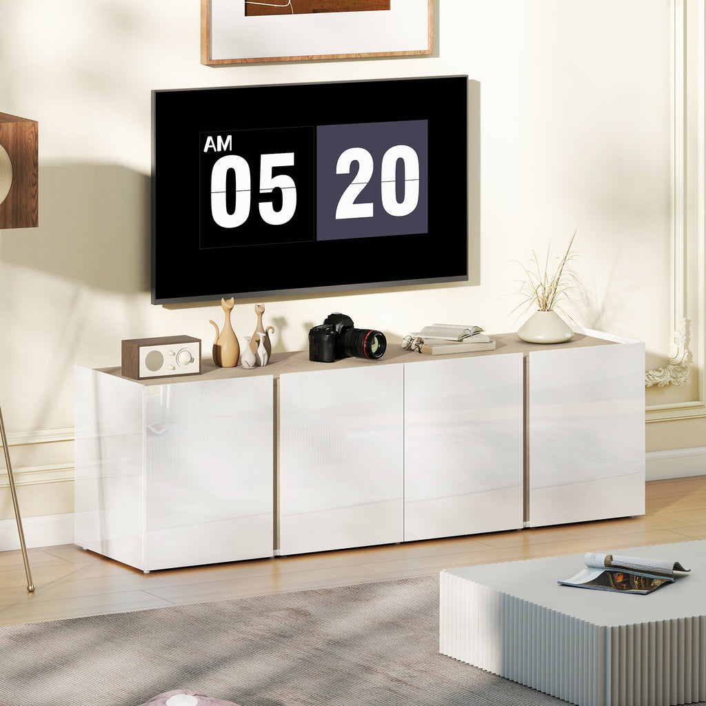 TV-Kommode f¨¹r 65-Zoll-Fernseher, Fernseh-Schrank mit Soft-Close-T¨¹ren, anpassbare Regale, Kabell?cher, f¨¹r Wohnzimmer, Wei?