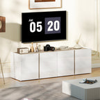 TV-Kommode f¨¹r 65-Zoll-Fernseher, Fernseh-Schrank mit Soft-Close-T¨¹ren, anpassbare Regale, Kabell?cher, f¨¹r Wohnzimmer, Wei?