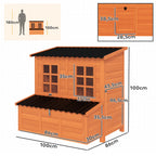 Hühnerstall mit Nestkasten für 3-4 Hühner, Wasserfestes Dach, Tannenholz, Kunststoff, 100 x 86 x 100 cm, Orange