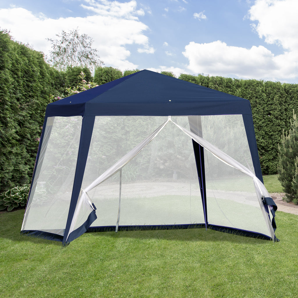 Gartenpavillon Pavillon Festzelt Partyzelt wetterfest Zelt mit Moskitonetz Metall + Polyester Blau 3 x 3 m