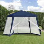 Gartenpavillon Pavillon Festzelt Partyzelt wetterfest Zelt mit Moskitonetz Metall + Polyester Blau 3 x 3 m