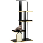 Kratzbaum, Industrial Design, 3 Plattformen, 2 Liegekissen, Kratzwand, Stahlrahmen, schwarz, 85 x 48 x 170 cm