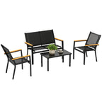 Outdoor Sofa 4 Seater Garden Sofa Set with Loveseat 2 Chairs and Coffee Table Black