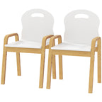 Holzstuhl-Set für Kinder, rutschfeste Fußpads, 3-9 Jahre, höhenverstellbar, Weiß