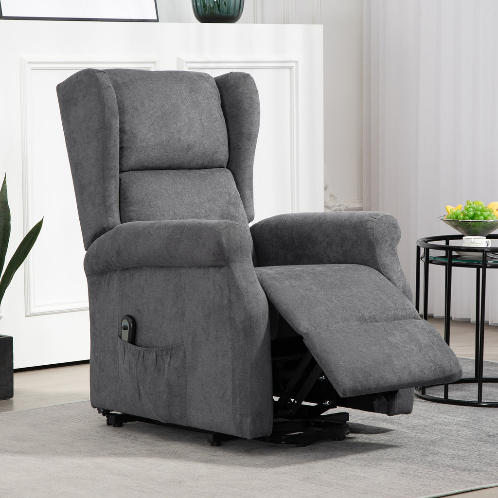 Relaxsessel, Aufstehhilfe, Liegefunktion, bis 200kg, 72,5x94x109cm, Dunkelgrau