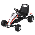 Gokart, Tretauto mit verstellbarem Sitz, Bremse, Pedalantrieb, Tretfahrzeug mit Vor- und Rückwärtsgang, Kinderfahrzeug bis 35 kg belastbar, für Kinder 3-6 Jahre Weiß