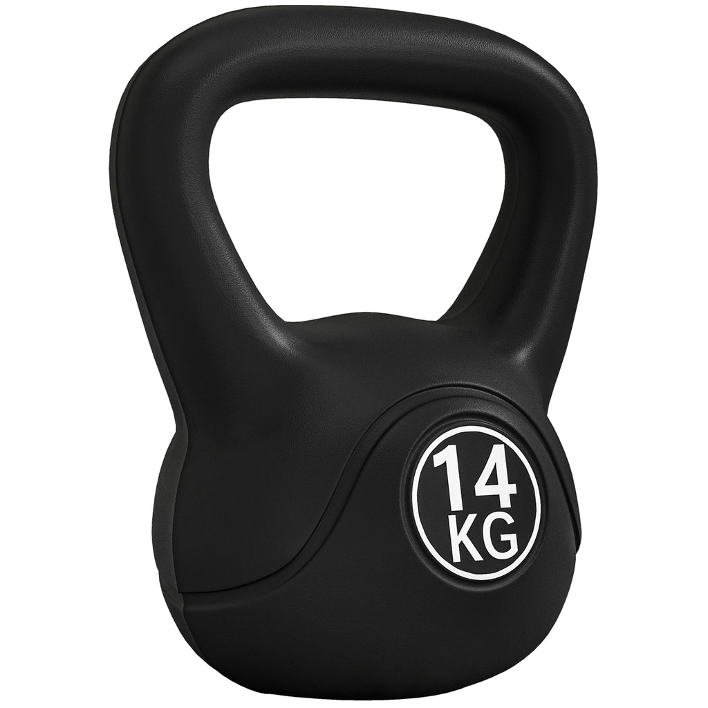Kettlebell Kugelhantel 14 kg Gewicht-Hantel mit Sand befüllt für Anfänger Schwarz