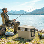 42.6L Insulated Cool Box, Lightweight Portable Ice Cooler with Handle, Lid and Drain Valve, Khaki