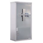 Medizinschrank aus Edelstahl Arzneischrank zur Medikamenten-Aufbewahrung, Abschlie?bar Medikamentenschrank mit 3 F?cher, Glast¨¹r 25 x 12 x 48 cm, Silber