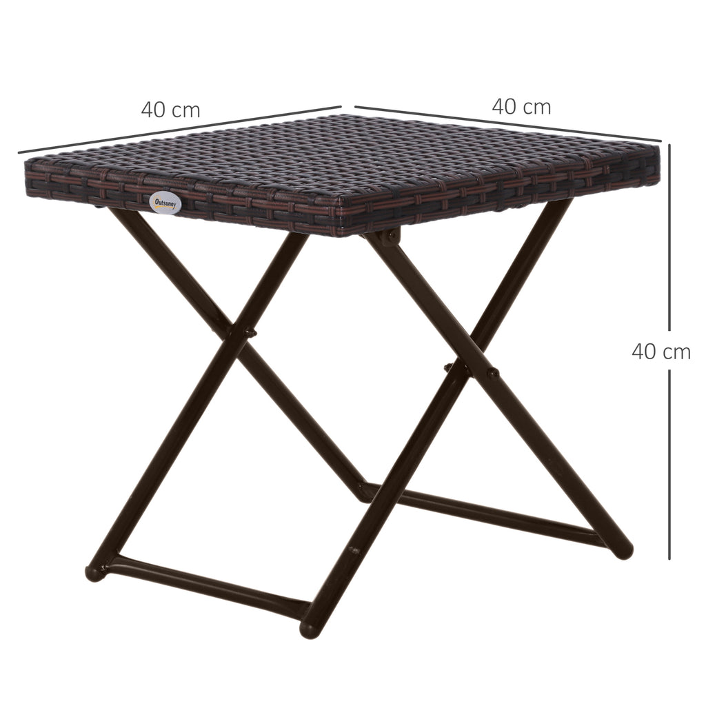 Beistelltisch aus Polyrattan klappbar Kaffeetisch Couchtisch Tablett Balkontisch Gartentisch Sofatisch Teetisch Gartenm?bel Rattantisch f¨¹r Garten Terrasse Balkon, 40x40x40cm Braun