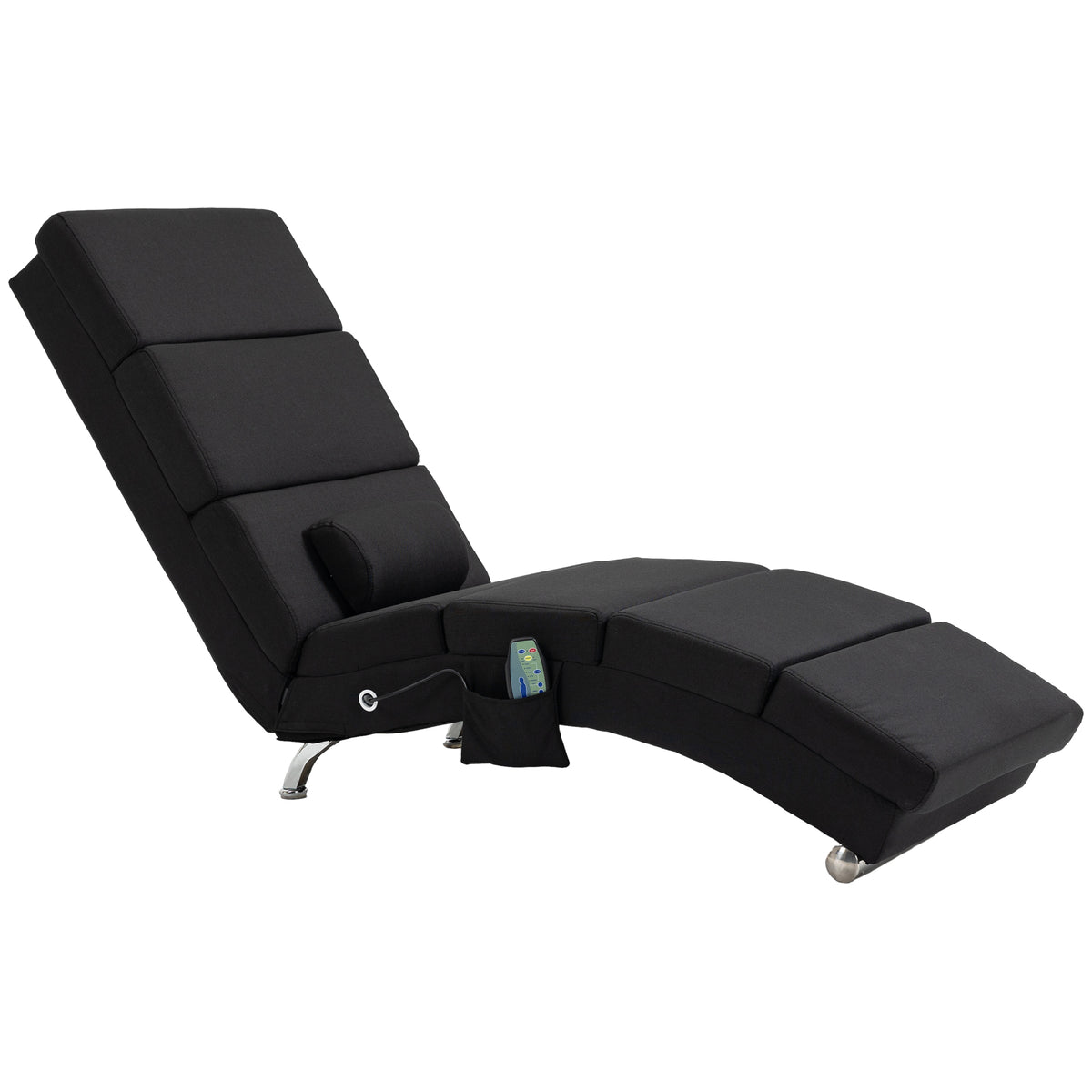 Massagesessel, Relaxsessel, Liegesessel mit 8 Vibrationspunkten, 5 Modi, 56 x 168 x 84 cm, Schwarz
