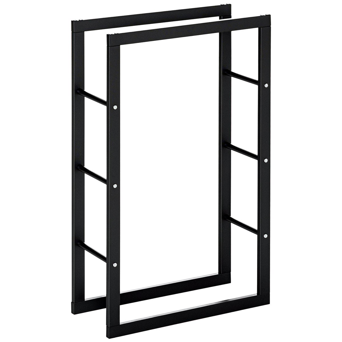 Kaminholzregal Metall 60 x 25 x 100 cm Brennholzregal Stapelhilfe Stahlrahmen bis 100kg Kaminholzunterstand Outdoor Holzregal Feuerholzregal für Garten Terrasse Außen Schwarz