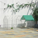 Laufgitter für Kleintiere, Außengehege, 4 Bodenspieße, 220 cm x 103 cm x 103 cm, Schwarz + Grün
