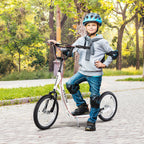 Scooter für Kinder Kinderroller Tretroller mit verstellbarem Lenker, großen Rädern und Handbremse Kickscooter 16 Zoll Cityroller für Jungen und Mädchen ab 5 Jahre Metall Weiß