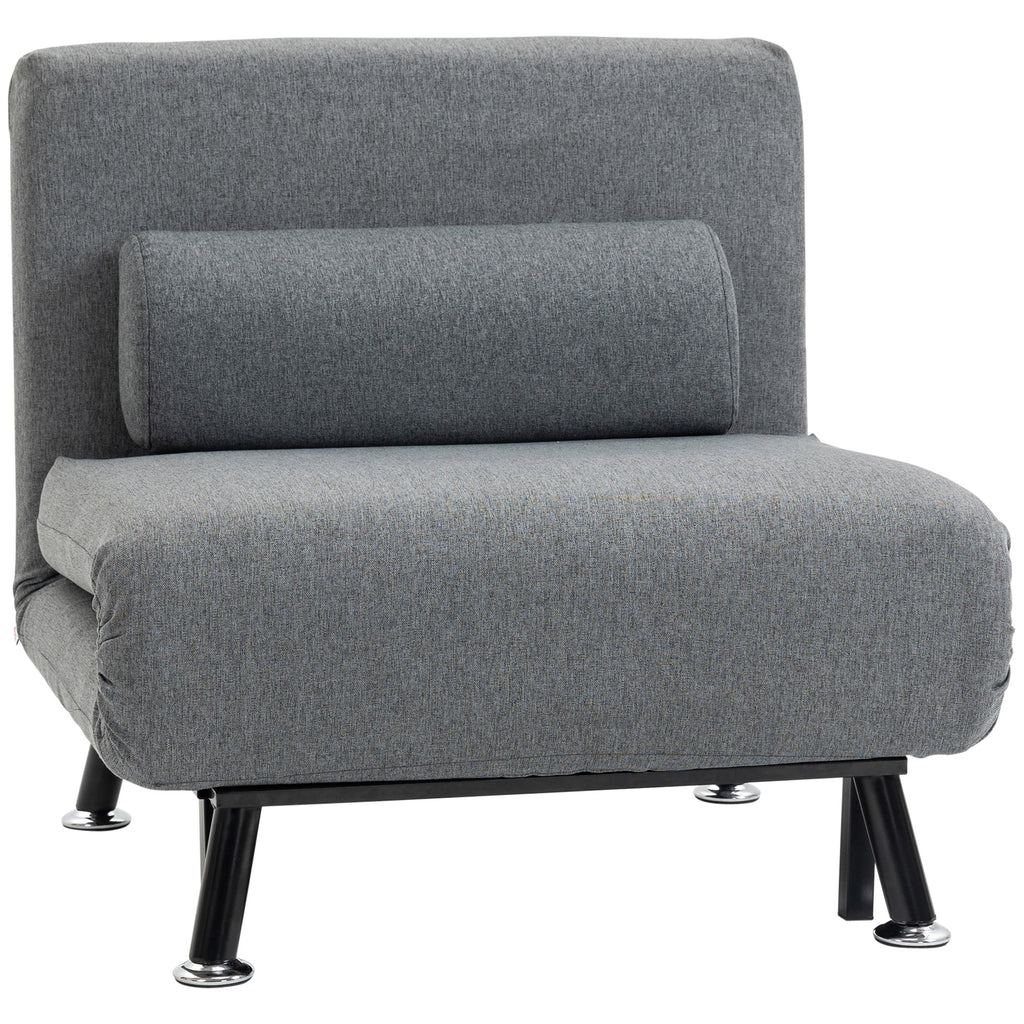 Klappsessel mit Bettfunktion, klappbarer Relaxsessel in Leinenoptik, Verstellbare R¨¹ckenlehne, 75 x 70 x 75 cm, Dunkelgrau