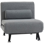 Klappsessel mit Bettfunktion, klappbarer Relaxsessel in Leinenoptik, Verstellbare R¨¹ckenlehne, 75 x 70 x 75 cm, Dunkelgrau