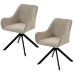 Esszimmerstühle 2er-Set, Drehbarer Küchenstuhl mit Armlehnen, Metallrahmen für Wohnzimmer, Esszimmer, Beige