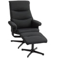 Liegesessel mit Hocker, drehbar, Wippfunktion, Samtoptik, bis 150 kg, Schwarz