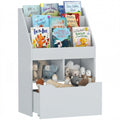 Kinderregal mit Schublade, Bücherregal mit Fächern, 60 x 29,9 x 90 cm, Grau