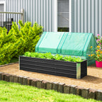 Hochbeet aus Stahl Gartenbeet Pflanzkasten Blumenkasten Blumenkübel mit Handschuhe Grau 183 x 47 x 40 cm