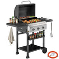Gasgrill 9 KW 3 Brenner BBQ Grillwagen Edelstahl inkl klappbar Seitentisch Gewürzhalter Unterregal 6 Haken