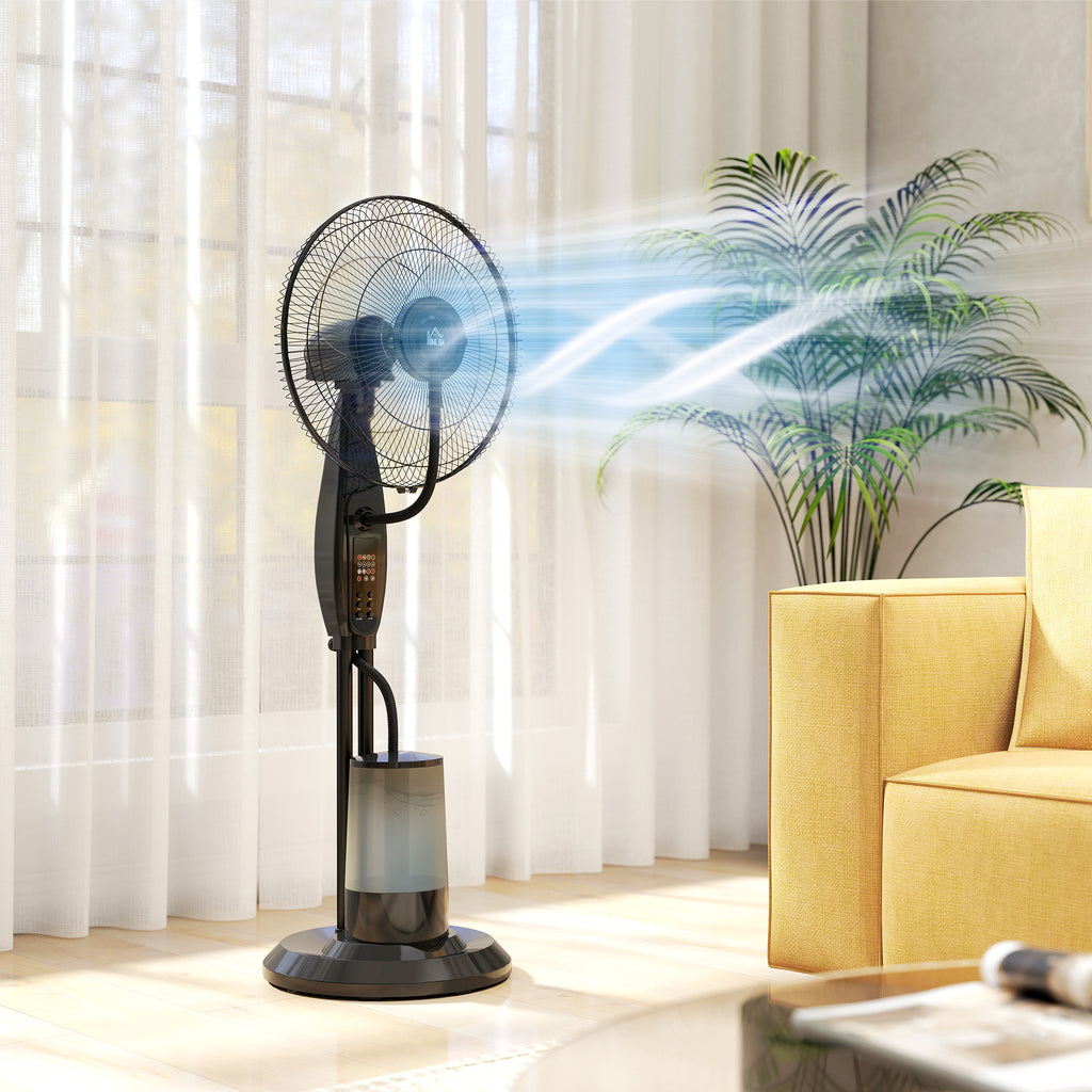 Ventilator, Nebelventilator, 3 Geschwindigkeiten, Timer, Luftbefeuchter, Schwarz