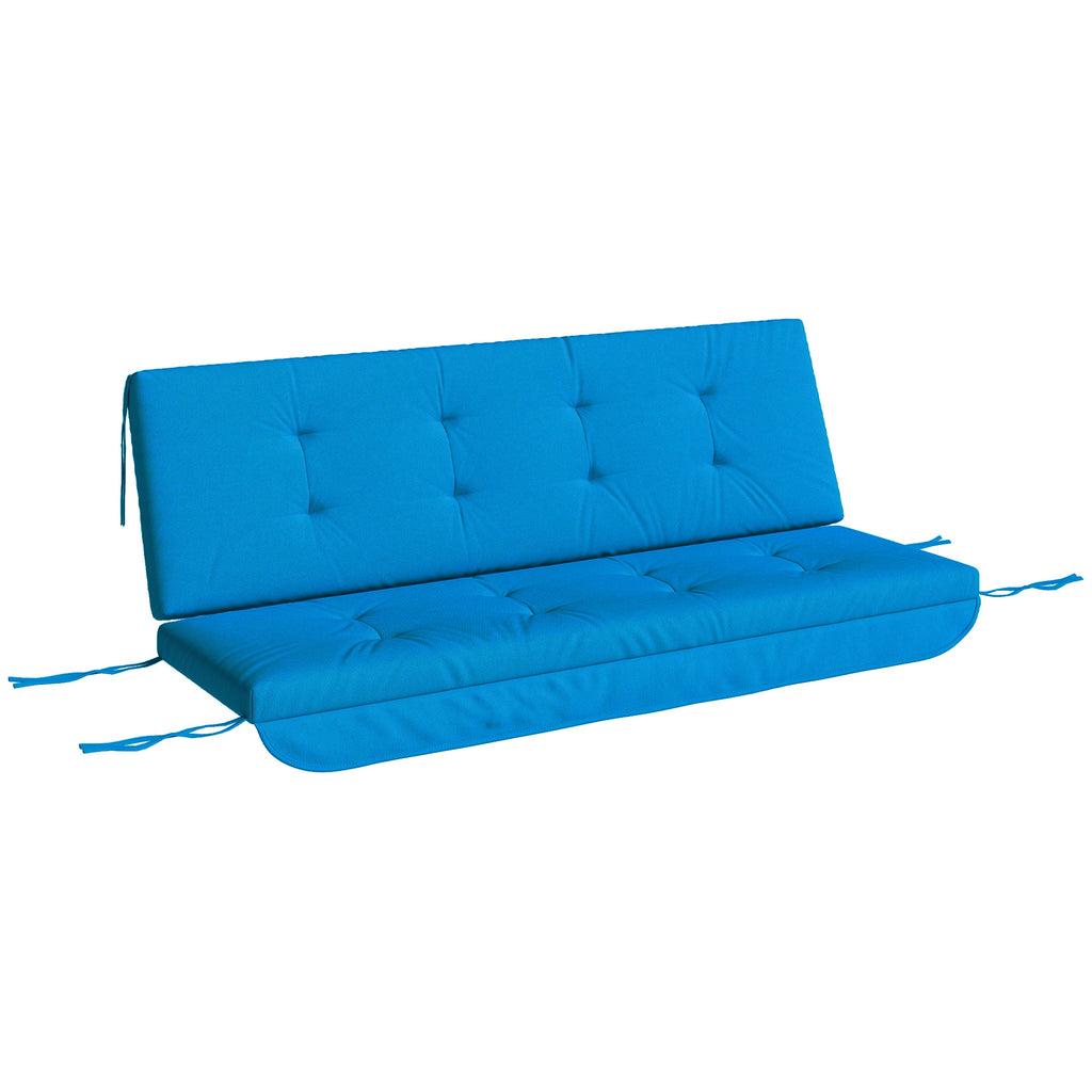 Auflagen-Set für Hollywoodschaukel 170 cm Stuhlkissen Schaukelauflage Sitzkissen Gartenschaukel Gartenpolster Rückenkissen Seitenkissen Blau
