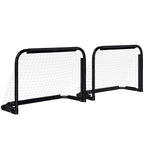 Fußballtor-Set, 2 klappbare Minitore, Metallrahmen, inkl. Werkzeug, 90 x 36 x 60 cm, Schwarz