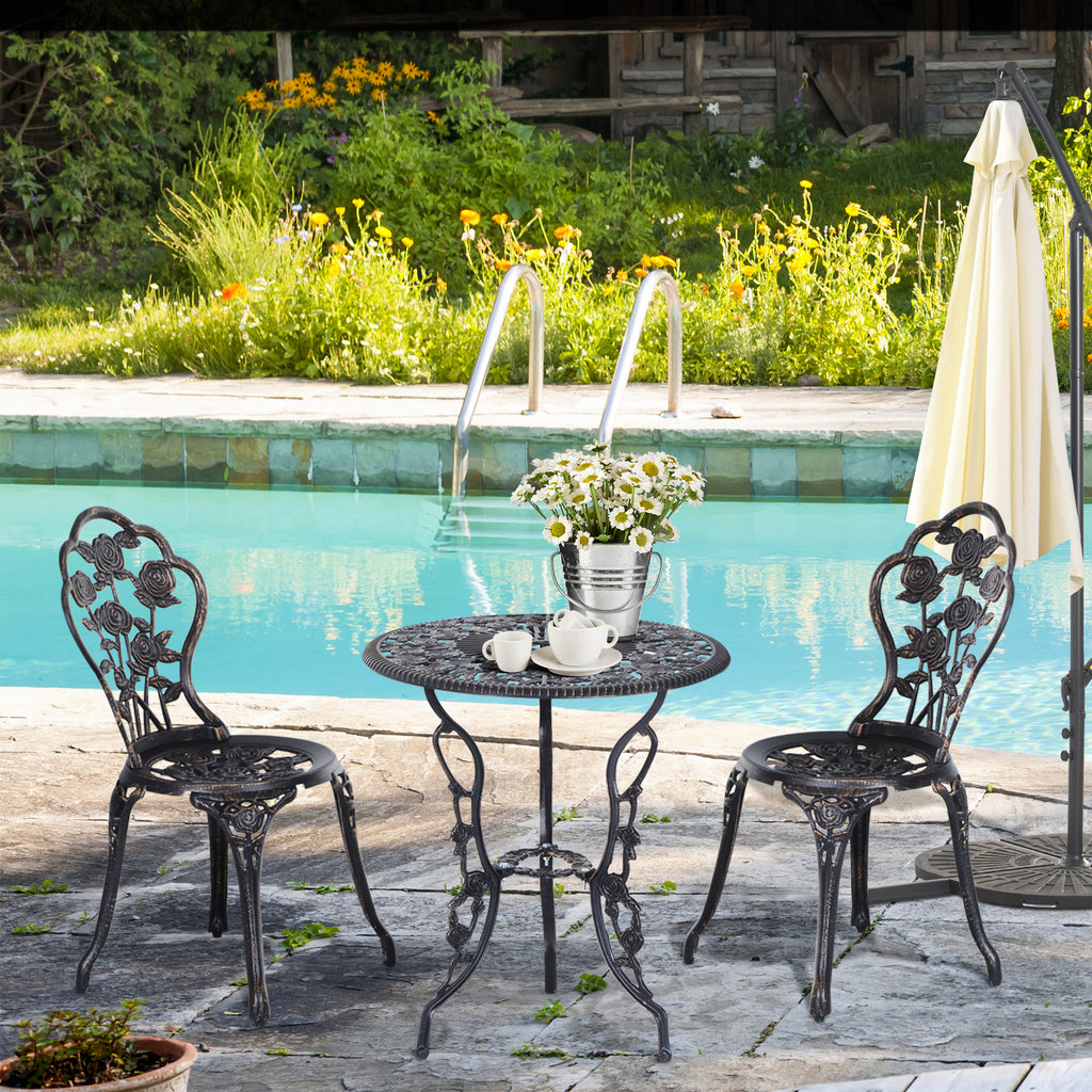 Gartenmöbel für 2 Personen Gartenset Sitzgruppe Balkonset Balkonmöbel Set Garnitur Tisch Stuhl Bronze