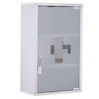 3 Tier Stainless Steel Wall Mounted Medicine Cabinet Glass Lockable Door Storage Shelves Houseware Bathroom Furniture w/2 Keys