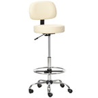 Barhocker, Gepolstert Barstuhl mit Metallgestell, Lehne, aus Kunstleder, Höhenverstellbar Küchenstühle mit Fußstütze 360° Drehbar Tresenhocker für Küche, Wohnzimmer, Esszimmer Beige