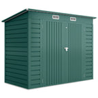 3.7 x 7.9ft Galvanised Steel Shed, with Latched Door and Padlock - Green