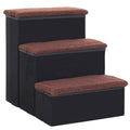  Pet Stairs Washable Fleece Faux Suede Cover 3 Step Dog Cat Foldable Portable Mobility Assistance 41 x 19cm Black