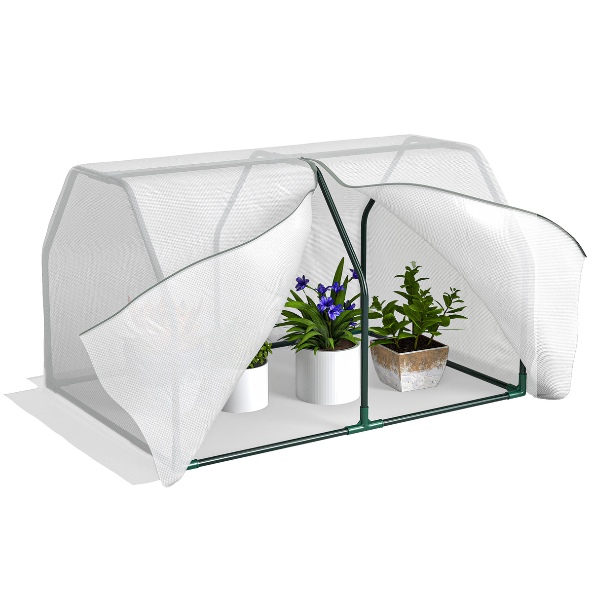 Mini Gewächshaus, wetterbeständig, leicht zu transportieren, 99 cm x 71 cm x 60 cm, Folientunnel, Grün